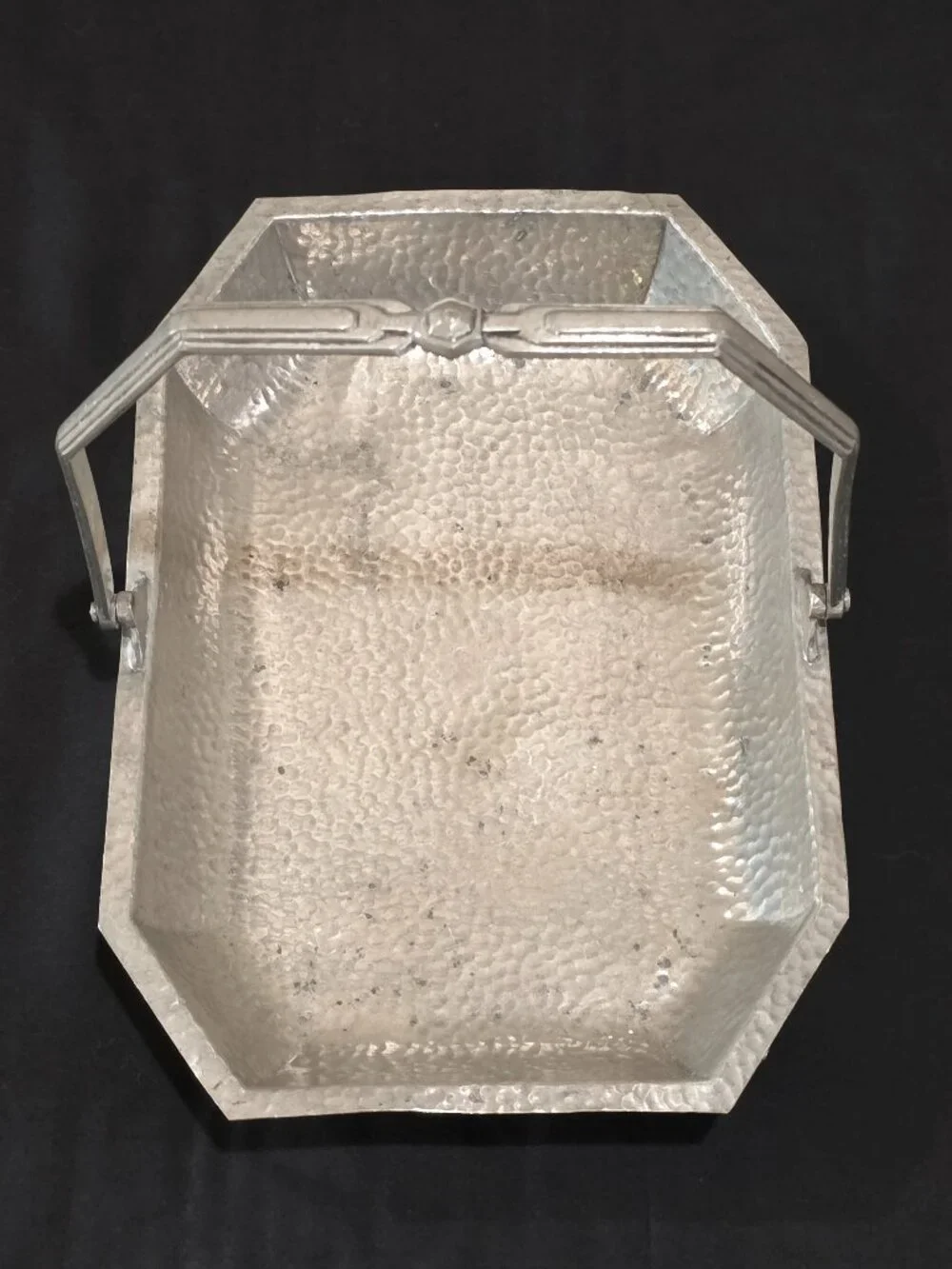 RARE Vintage Art Deco Hammered CIVIC Pewter Handled Basket Pattern No. 3492